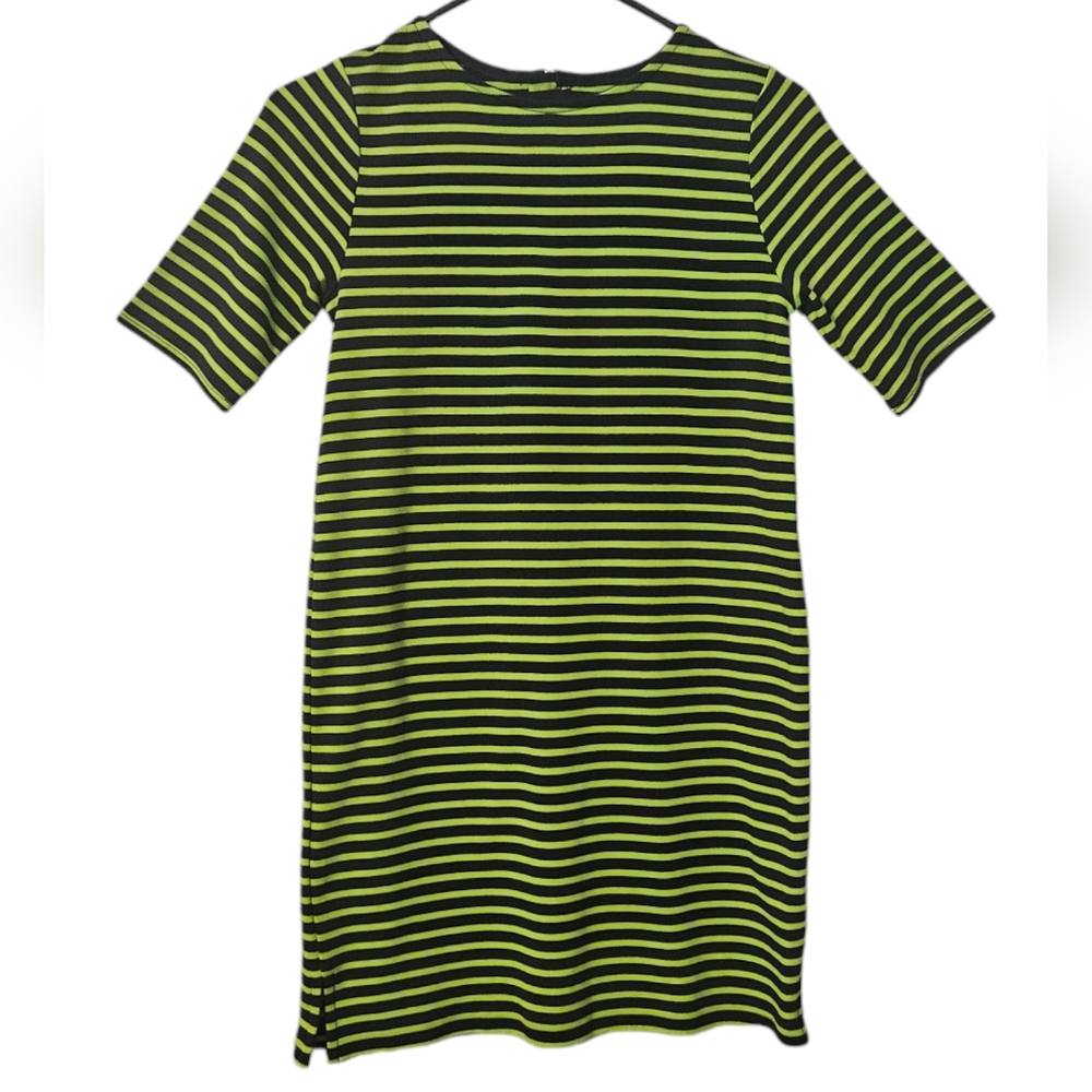 Red Camel  Girls Striped T-Shirt Dress Black/Neon Green size L